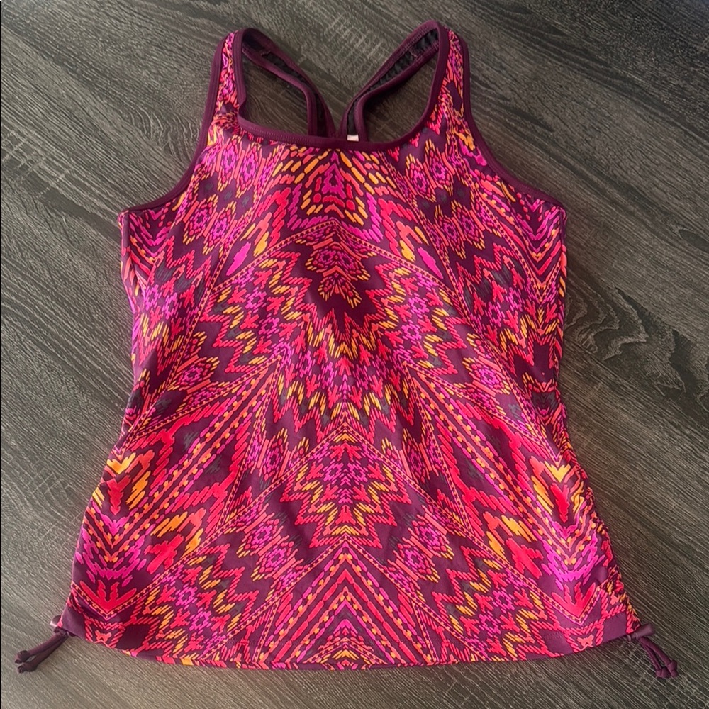 Athleta Pink Graphic Fitted Tank Top Swim